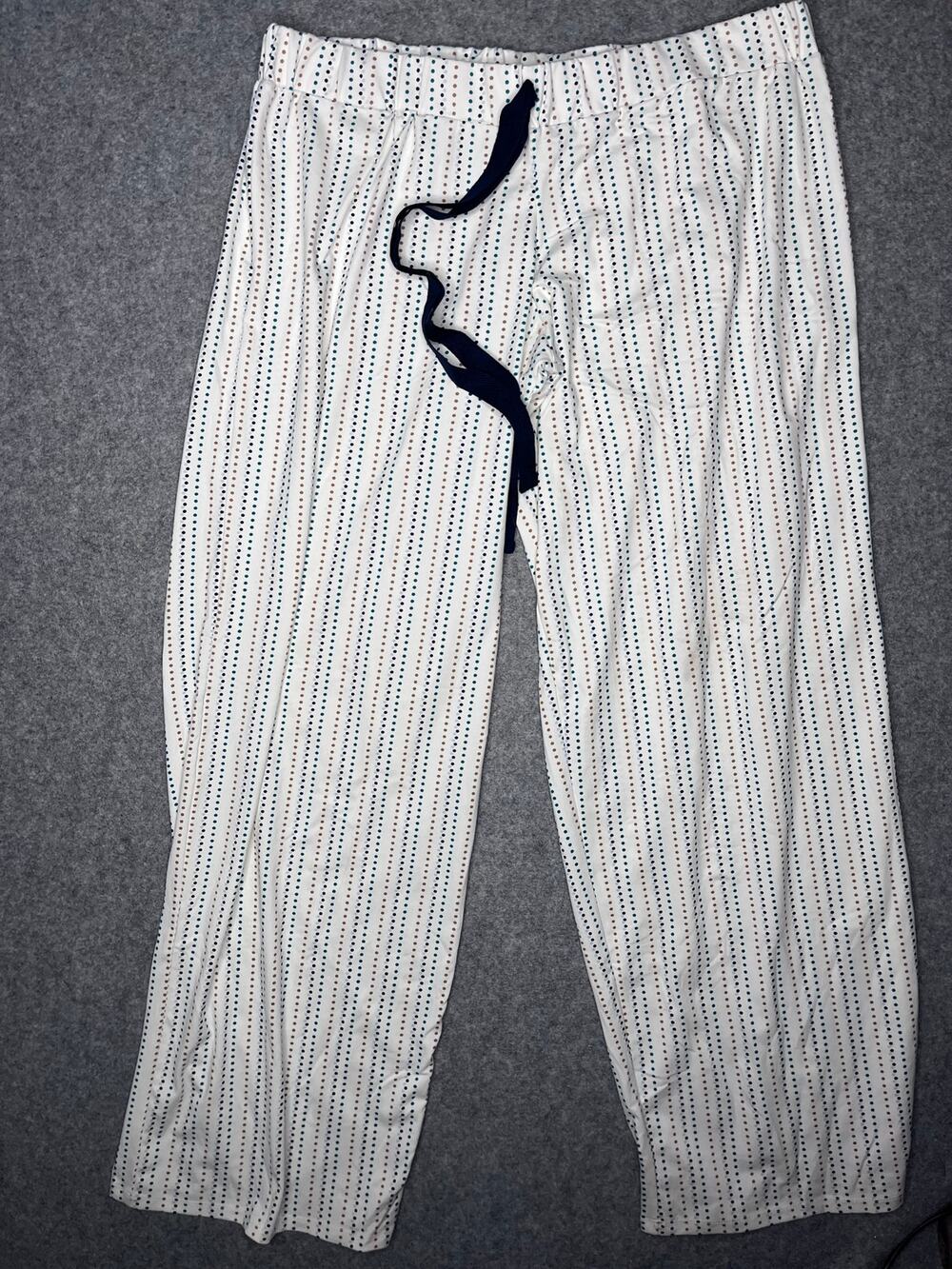 Hale Bob White pull-on sleep lounge pant colorful vertical dotted stripe XL NWOT